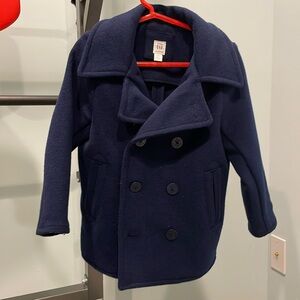 Navy GAP wool blend pea coat 4T